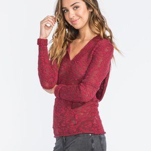 Roxy Warm Heart Hooded Sweater Red Size Medium